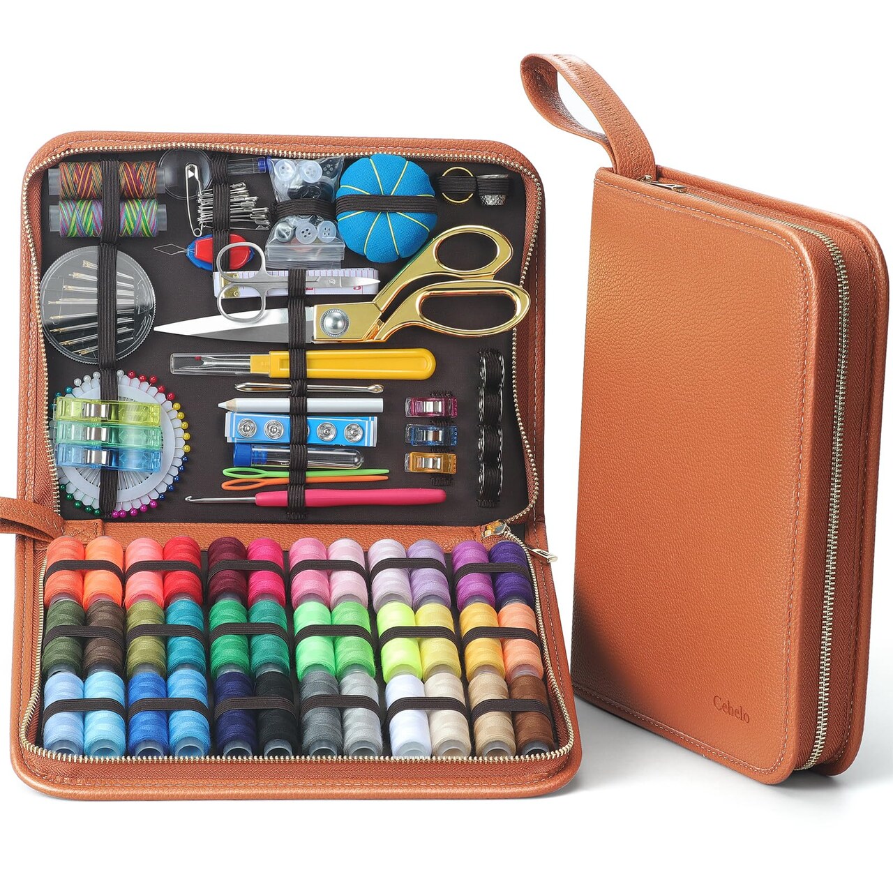 Large Sewing Kit for Adults: 232 Pcs Sewing Supplies for Hand Mending Clothes Emergency Repair for Home Travel Dorm - 2026 Christmas Gifts for Mom Grandma Students Beginner (Brown)